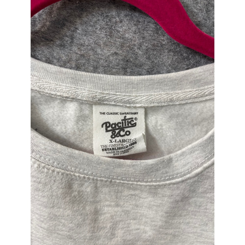 Pacific & Co Heather Gray Pink Skeleton Cowgirl Embroidered Sweatshirt XL - Picture 3 of 14
